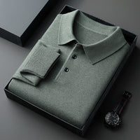 Lapel Long Sleeve Men's Solid Color Middle-aged Bottoming Sweater