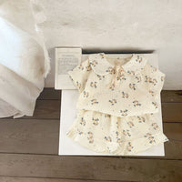 Summer Cotton Floral Sling Romper  Short Sleeve Top