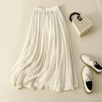 Womens Elastic-Waist Ruffle Double-Layer Skirt
