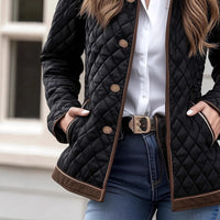 Classic Plaid Diamond Cotton Jacket Women's Short Stylish