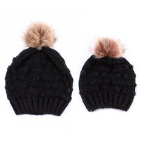 Parent-child Knitted Hat Manufacturers Spot Butterfly Fur Ball Warm Hat
