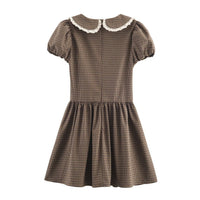Womens Stylish Elegan Slim-Fit Plaid Lapel Dress
