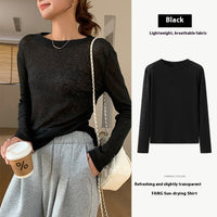 Soft Glutinous Sweater Hollow Sweater Round Neck Loose Top