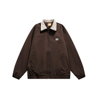 Men's Solid Color Simple Letter Printing Lapel Jacket Trendy Campus Youth Coat