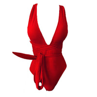 Women's One-piece Lace-up Sexy Deep V Backless Swimsuit