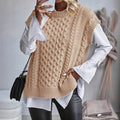 Womens Knitted Vest With Twist And Cable Details