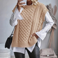Womens Knitted Vest With Twist And Cable Details