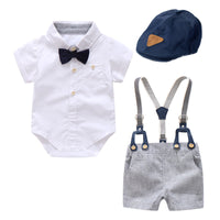Baby Boy Gentleman Suit Summer New Romper Factory Sales European And American Boy's Romper Hat