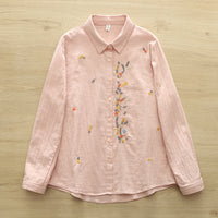 Retro Chinese-style Embroidered Cotton Shirt