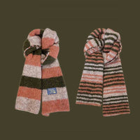 Versatile Soft Yarn Dopamine Contrasting Striped Double-sided Scarf For Women