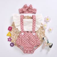 Ins New Girl Flying Sleeve SUNFLOWER Triangle Rompers Headband