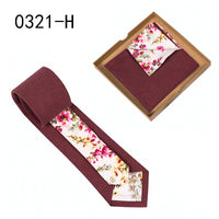 Men's Tie Floral Print Pocket Square Cotton Tie