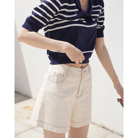 Women's Casual Workwear Contrast Trim Wide Leg Shorts