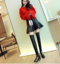 Fashion Lace Hollow Thick Heel Over-the-knee Boots