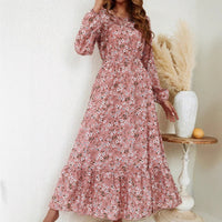 New Vintage Print Long-sleeve Dress