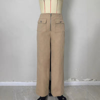 High-waisted Casual Chic Pants With Dual Pocketsversatile And Stylish