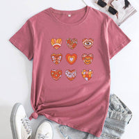 Women's Fashion Letter Print Cotton Round Neck Short Sleeve