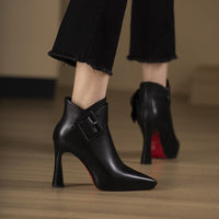 Women's High Heels Belt Buckle Design Skinny Boots