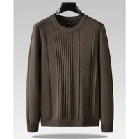 Crew-neck Knitted Loose-fit Twisted-pattern Men's Sweater