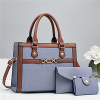 Stitching Contrast Color Fashion Mother-and-Child Bag Three-Piece Set