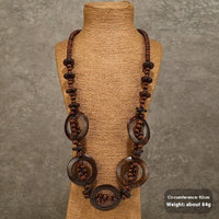 Retro Bohemian Ethnic Style Necklace Handmade Coconut Shell Multi-layer