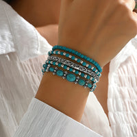 Beaded Bow Bracelet Set Vintage Turquoise Bracelet 5-Piece Set