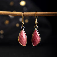 Natural Crystal Drop Earrings With Amethyst And Gold-plated Edges