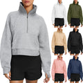 Autumn And Winter Fleece Sweater Half Zipper Coat Stand Collar Pocket European And American Style Women Sweater