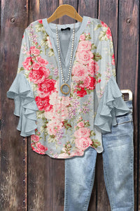 Casual Top With A Creative Floral Print And Digital Printing