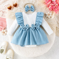 Spring And Autumn Baby Long-sleeved Corduroy Suspender Dress
