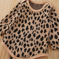 Yarn-dyed Leopard Print Cotton Romper Leather Skirt Zipper Clothes Two Pockets, Two-piece Set