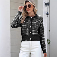 Female Classic Style Temperament Coat Pearl Buckle Fashion Sweater Female