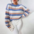 Autumn And Winter Round Neck Long Sleeve Striped Loose Casual Sweater