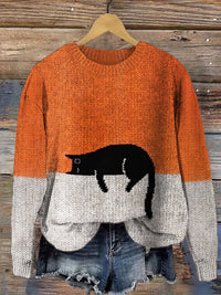Thick Needle Digital Printing 3D Round Neck Sweater