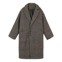 Fleece-lined Padded Coat Mid-length Plaid Wool Coat