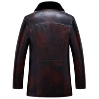 Men's Winter Lapel Thickening Leather Coat