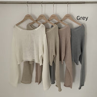 Off-neck Casual Sun-proof Blouse Thin Knitted Top