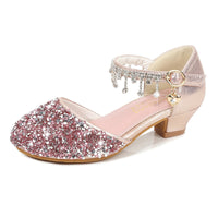 Leather High-heeled Little Girl's Piano Performance Shoes