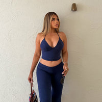 Hot-selling Sexy Figure-hugging Crop-top And Backless Set