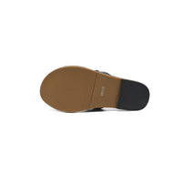 Women's Premium Full Grain Leather Studded Slide Sandals, Open Toe Flat Mules