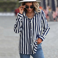 Striped Printed Elegant Commuter Womens Shirt