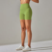 Women's Solid Color Double-sided Brocade Brushed Fitness High Waist Shorts