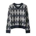Fashion Diamond Pattern Knit Sweater For Women