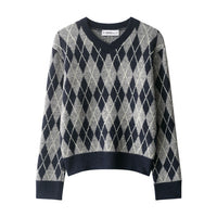 Fashion Diamond Pattern Knit Sweater For Women