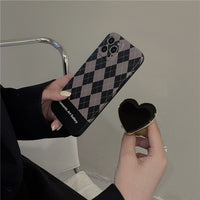 Fashion Print Retro Lingge Love Bracket Phone Case
