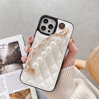 Small Fragrance Pearl Bracelet Phone Case Leather Full Cover