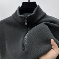 Half Zipper Velvet Padded Thickened Sweater Men's Winter