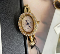 Lady's Rose Gold Diamond Bezel Luxury High-end Niche Design Oval Bracelet Watch