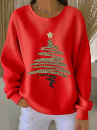 Womens 3D Christmas Tree-Print Corduroy Hoodie