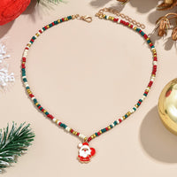 Women's Jewelry Colorful Beaded Santa Claus Garland Christmas Tree Necklace Holiday Accessories